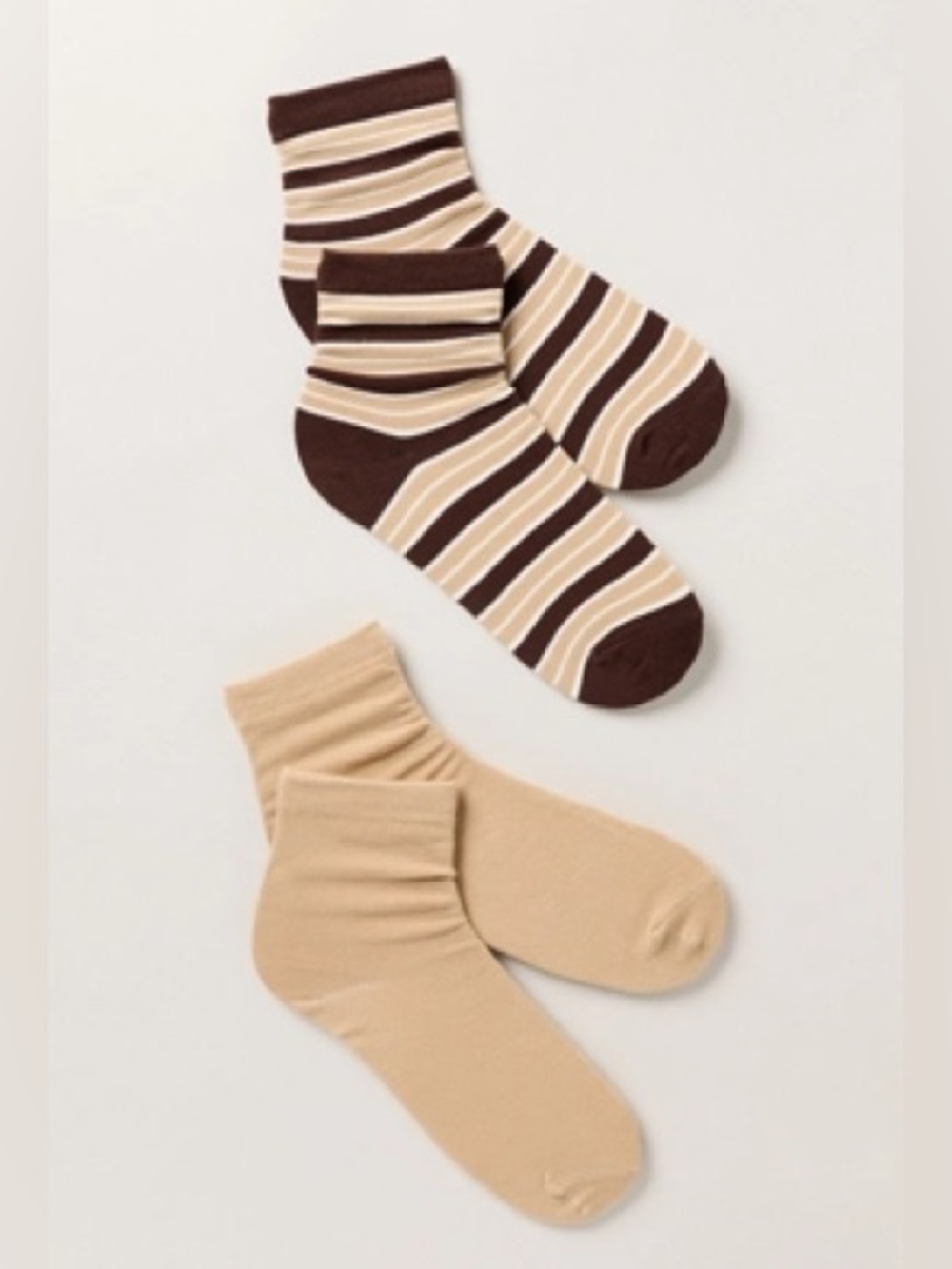 Anthropologie Striped and Solid crew Socks, Set of 2